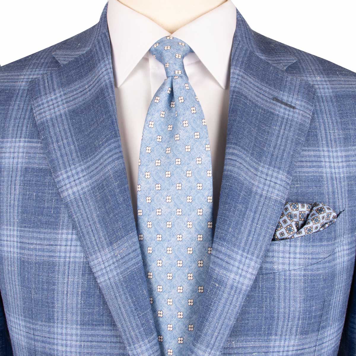 Blue Check Wool, Silk, & Linen Jacket JACKETS Robert Old