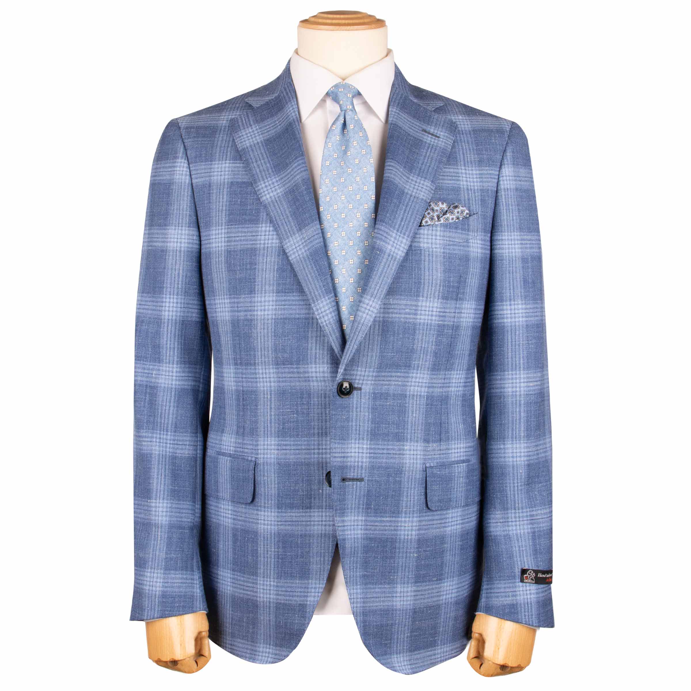Blue Check Wool, Silk, & Linen Jacket JACKETS Robert Old