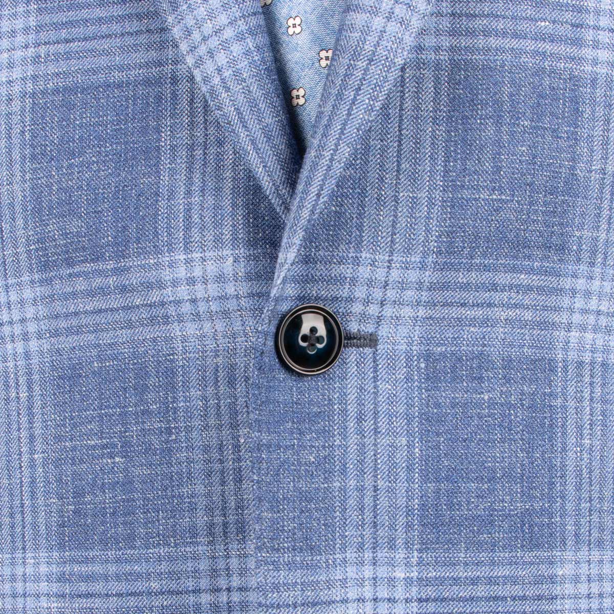Blue Check Wool, Silk, & Linen Jacket JACKETS Robert Old