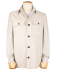 Robert Old - Oatmeal Super 150's Merino Wool Denim Overshirt JACKETS Robert Old