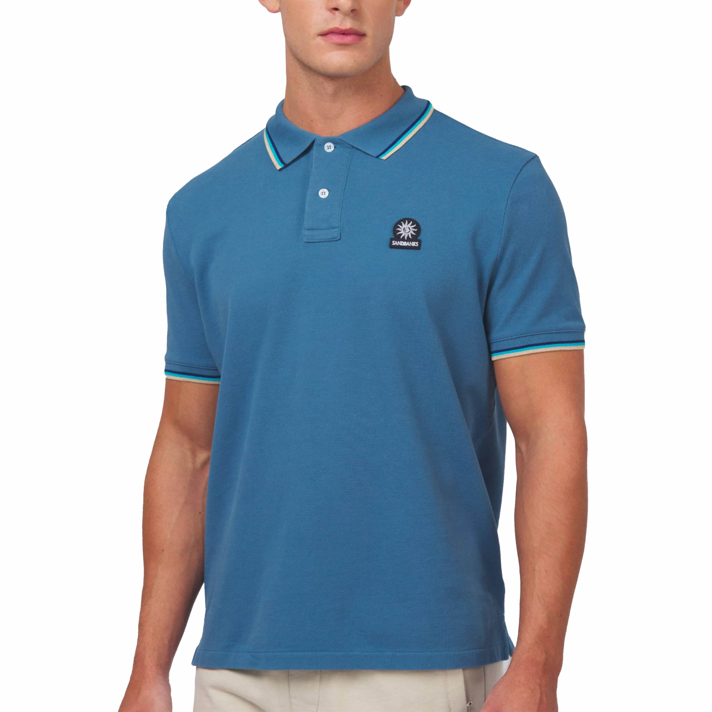 Sandbanks - Teal Organic Cotton Short Sleeve Polo Shirt S/S POLOS Sandbanks