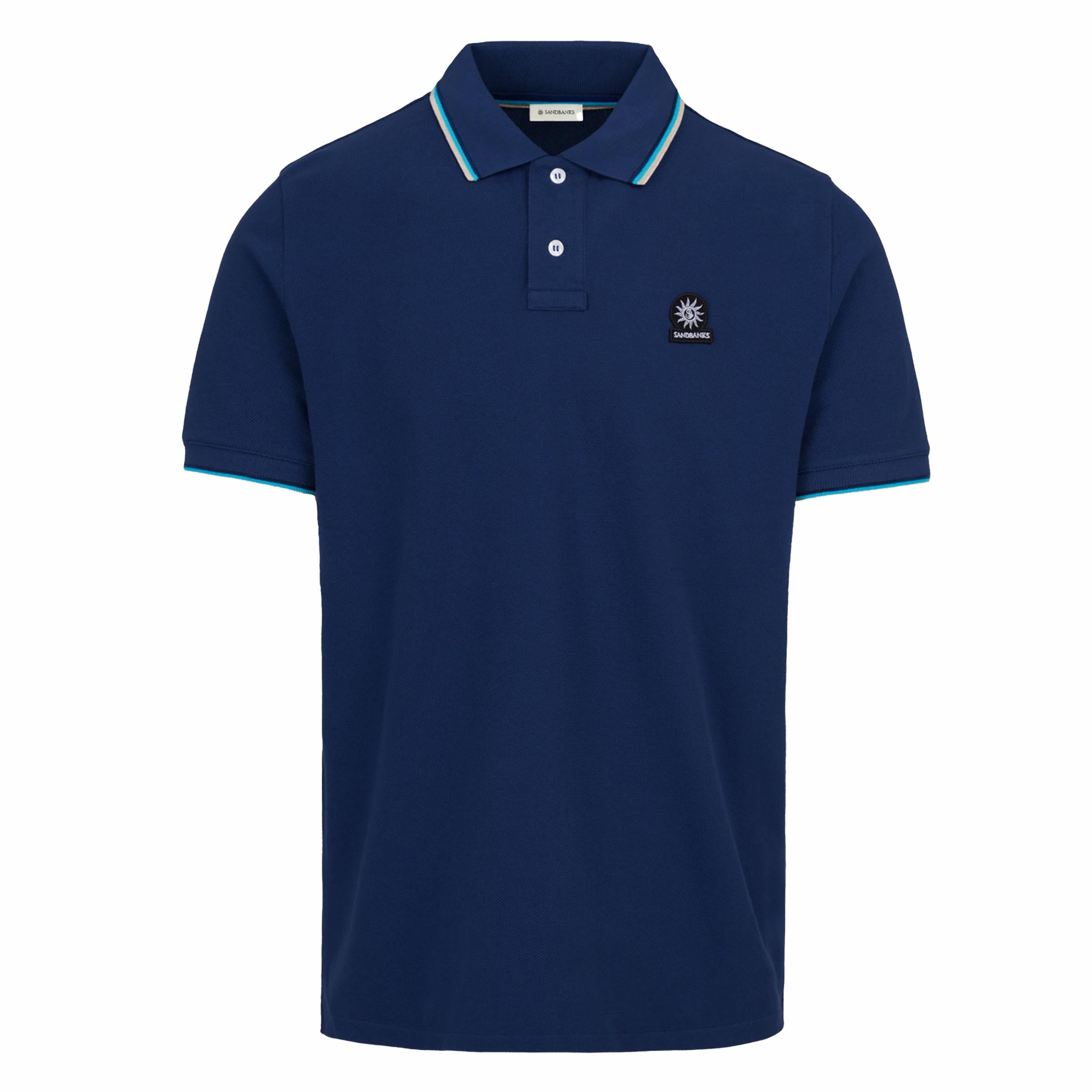 Sandbanks - Navy Organic Cotton Short Sleeve Polo Shirt S/S POLOS Sandbanks