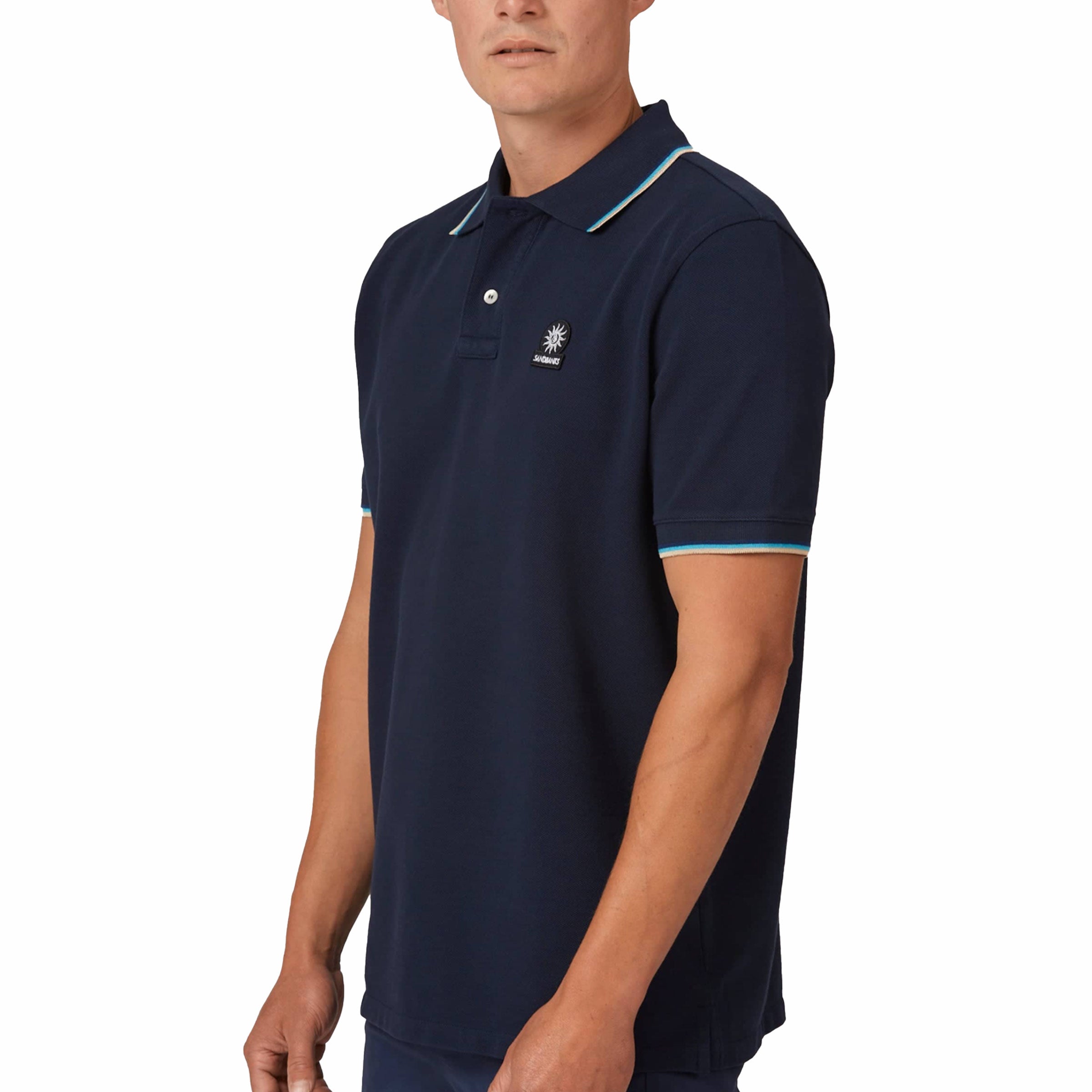 Sandbanks - Navy Organic Cotton Short Sleeve Polo Shirt S/S POLOS Sandbanks