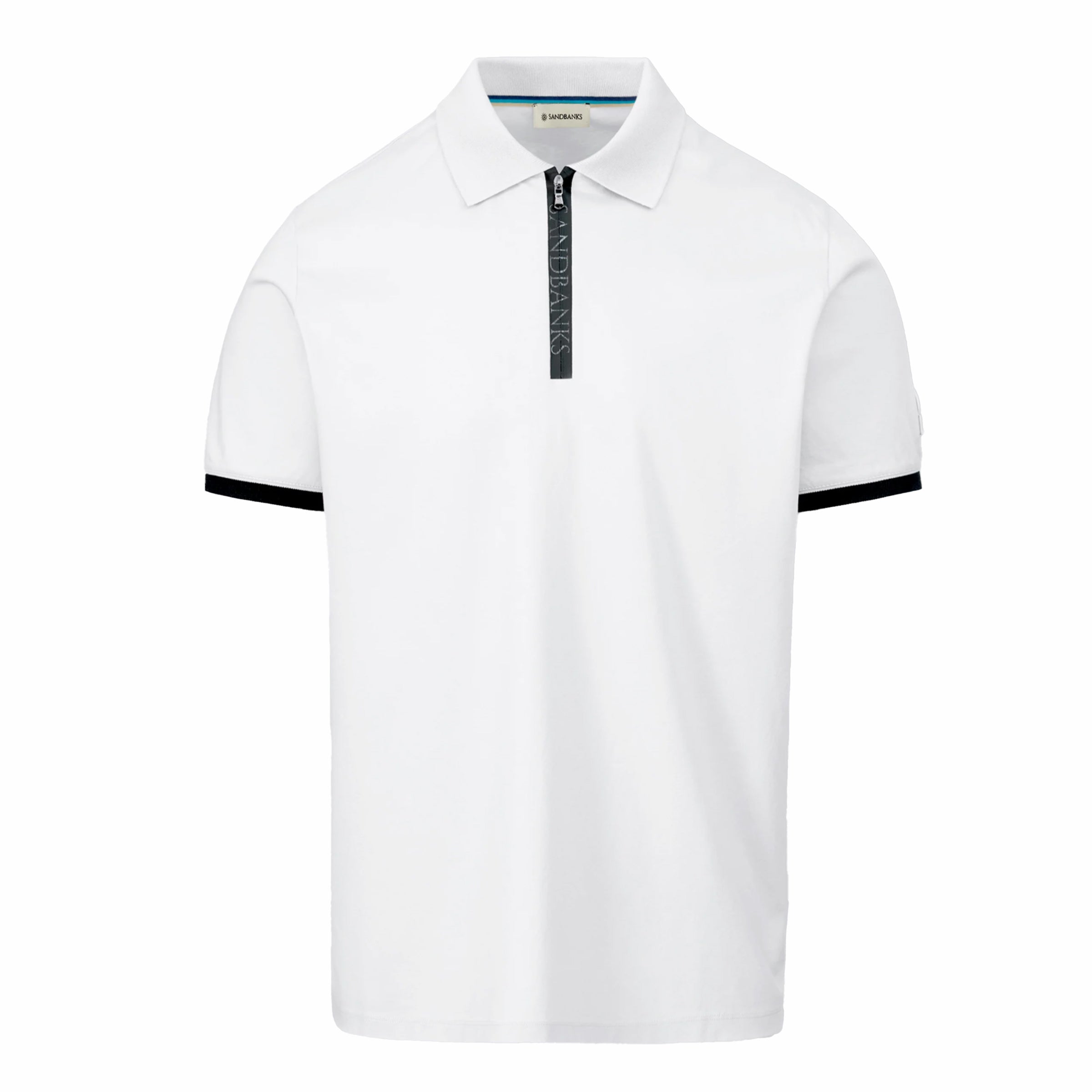 Sandbanks - White Badge Silicone Zip Polo Shirt