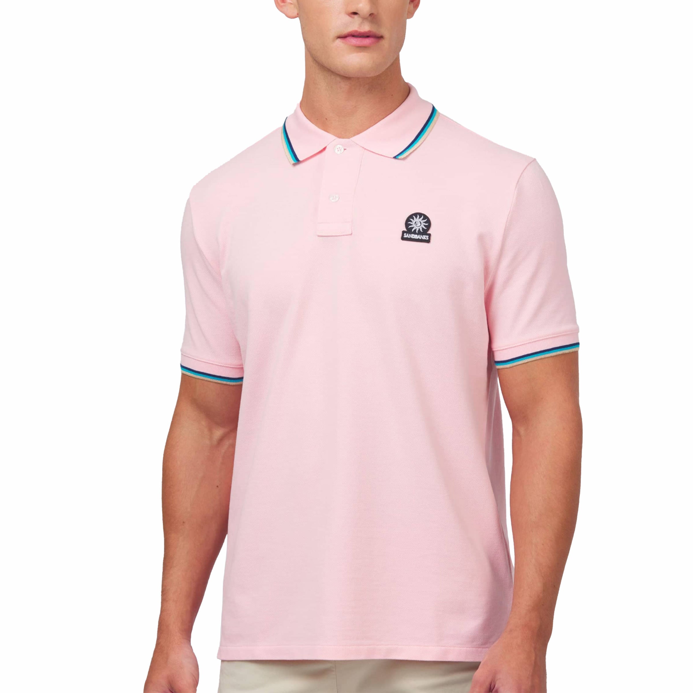 Sandbanks - Crystal Pink Organic Cotton Short Sleeve Polo Shirt S/S POLOS Sandbanks