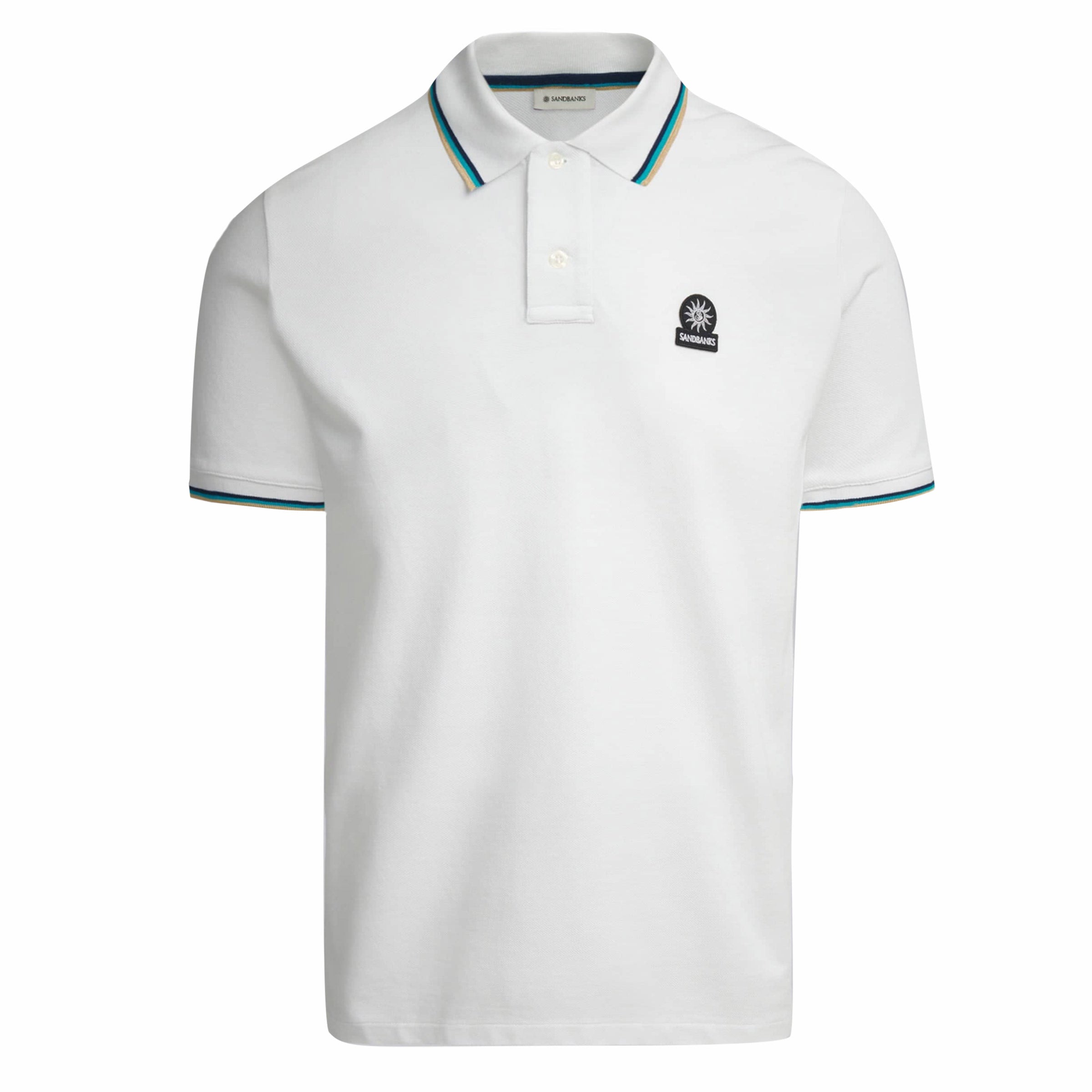 Sandbanks - White Organic Cotton Short Sleeve Polo Shirt S/S POLOS Sandbanks