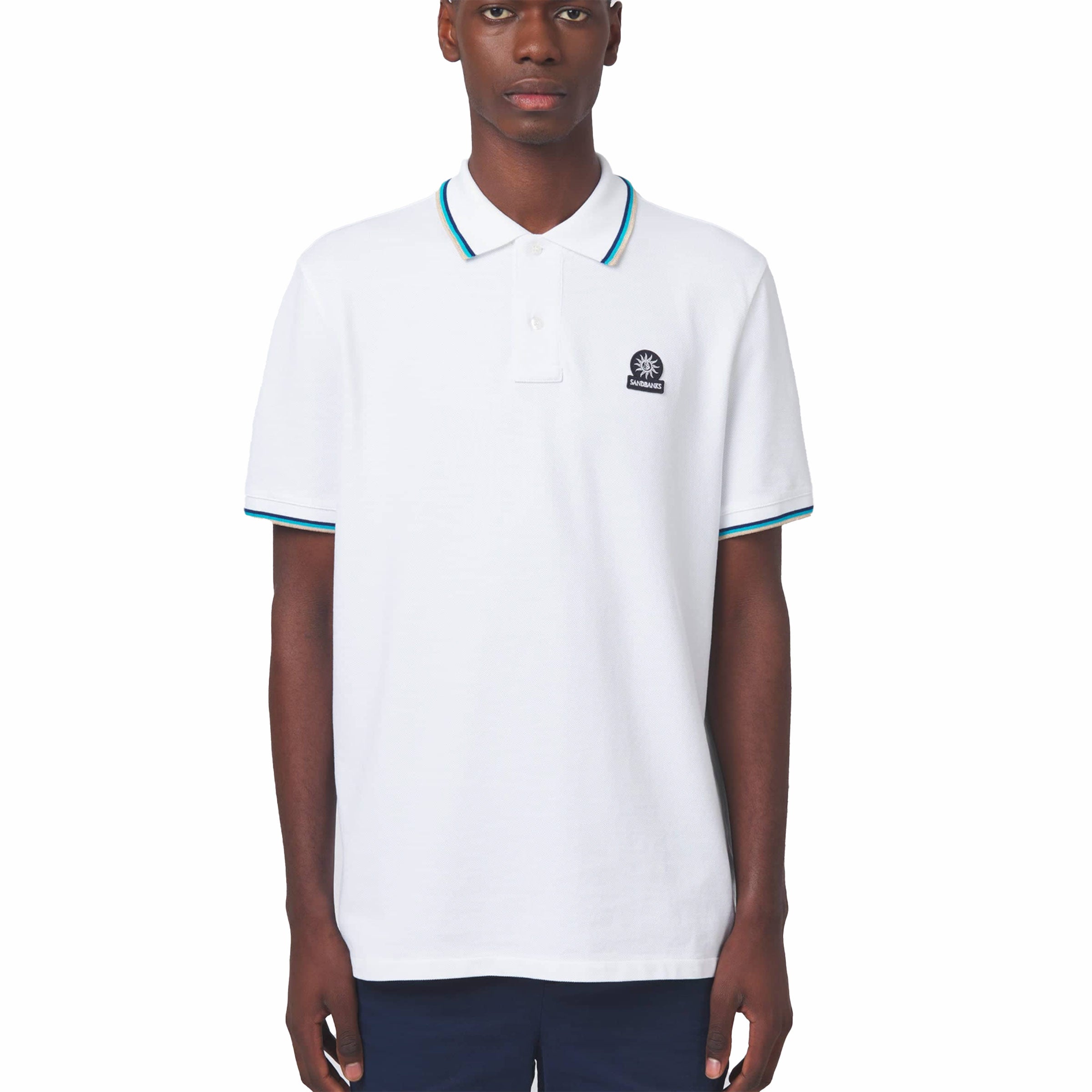 Sandbanks - White Organic Cotton Short Sleeve Polo Shirt S/S POLOS Sandbanks