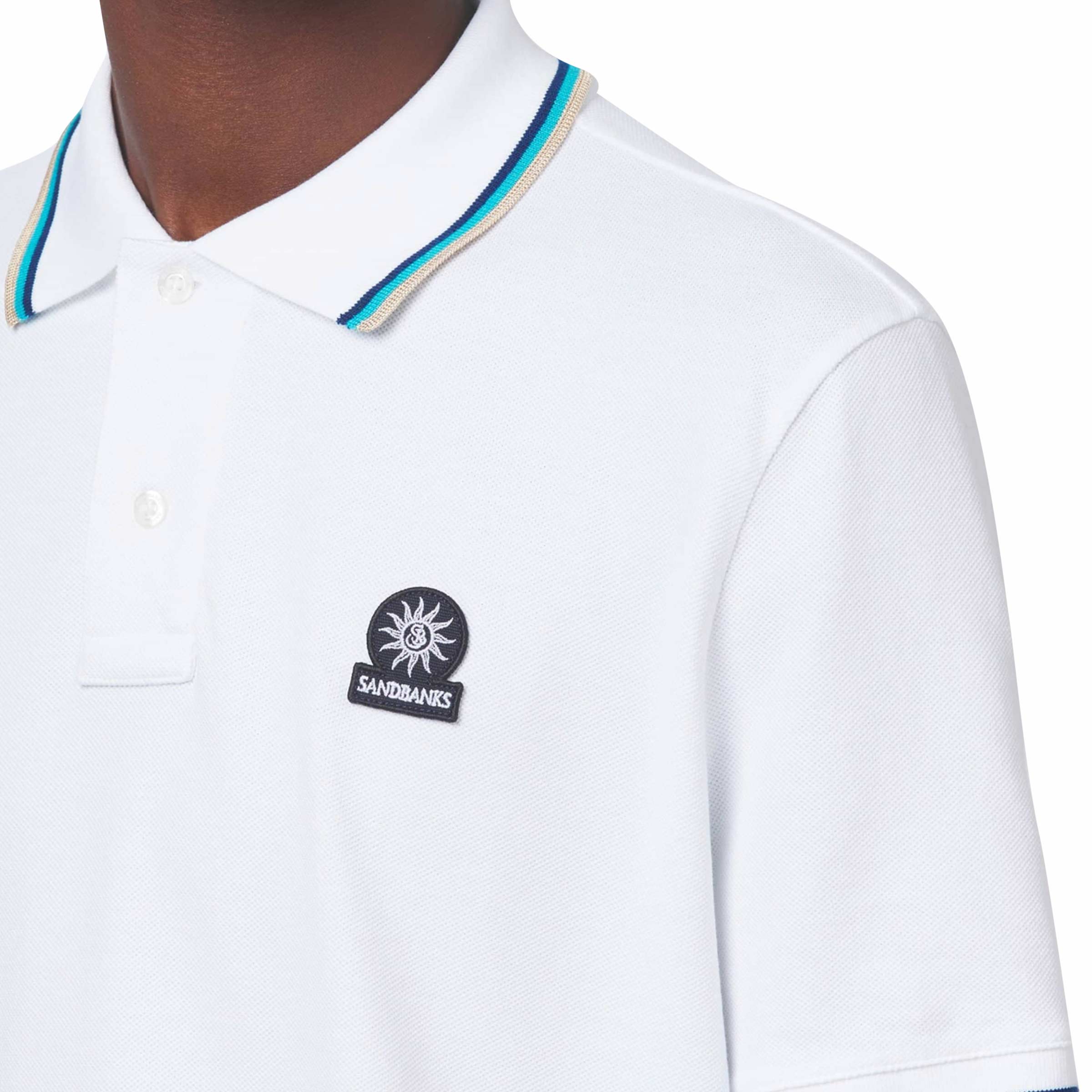 Sandbanks - White Organic Cotton Short Sleeve Polo Shirt S/S POLOS Sandbanks