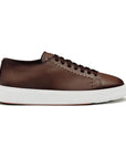 Santoni - Dark Brown Leather Sneaker SHOES Santoni