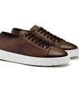 Santoni - Dark Brown Leather Sneaker SHOES Santoni
