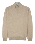 Robert Old - Beige Contrast Virgin Wool & Cashmere Zip Neck Sweater KNITWEAR Robert Old