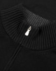 Robert Old - Black Contrast Virgin Wool & Cashmere Zip Neck Sweater KNITWEAR Robert Old