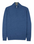 Robert Old - Royal Navy Contrast Virgin Wool & Cashmere Zip Neck Sweater KNITWEAR Robert Old