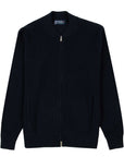 Robert Old - Navy Wool & Cashmere Bouclé Zip Bomber Cardigan KNITWEAR Robert Old