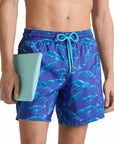 Vilebrequin - Blue Sparkling Whales 'Mahina' Packable Swim Shorts