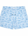 Fedeli - Light Blue Palm Print Sustainable 'Madeira' Swim Shorts SWIMWEAR FEDELI