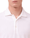 Fedeli - Linen White Mondial Terry Ribbed Cotton Polo Shirt S/S POLOS FEDELI