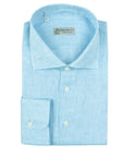 Light Blue Italian Linen Long Sleeve Shirt L/S SHIRTS Robert Old