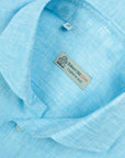 Light Blue Italian Linen Long Sleeve Shirt L/S SHIRTS Robert Old