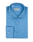 Robert Old - Blue Geometric Print Italian Cotton Long Sleeve Shirt L/S SHIRTS Robert Old