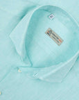 Robert Old - Turquoise Pure Linen Italian Short Sleeve Shirt S/S SHIRTS Robert Old