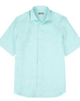 Robert Old - Turquoise Pure Linen Italian Short Sleeve Shirt S/S SHIRTS Robert Old