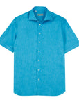 Robert Old - Royal Blue Pure Linen Italian Short Sleeve Shirt S/S SHIRTS Robert Old