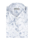 Robert Old - Blue Floral Italian Print Cotton & Linen Short Sleeve Shirt S/S SHIRTS Robert Old