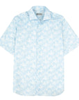 Robert Old - Light Blue Floral Print Italian Cotton & Linen Short Sleeve Shirt S/S SHIRTS Robert Old