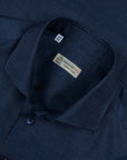 Navy Print Italian Cotton & Linen Short Sleeve Shirt S/S SHIRTS Robert Old