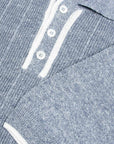 Fedeli - Denim Blue Dodo Cotton and Linen Ribbed Polo S/S POLOS FEDELI