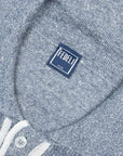 Fedeli - Denim Blue Dodo Cotton and Linen Ribbed Polo S/S POLOS FEDELI