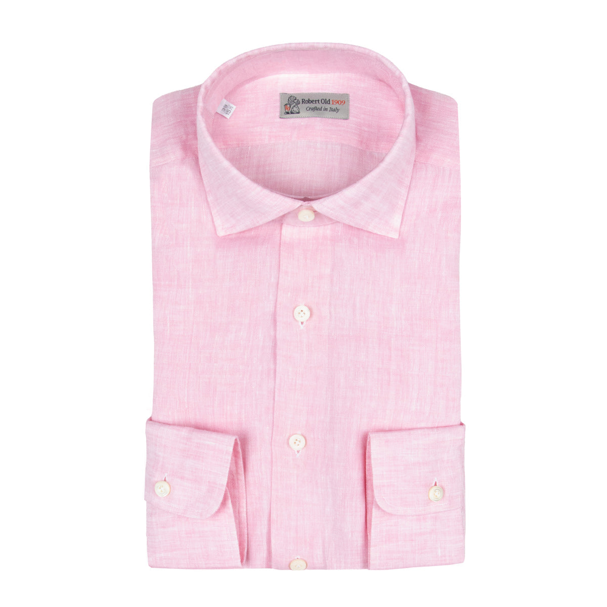 Robert Old - Pink Italian Linen Slim Fit Long Sleeve Shirt  Robert Old & Co