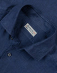 Robert Old - Navy Blue Italian Linen Long Sleeve Shirt L/S SHIRTS Robert Old
