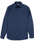 Robert Old - Navy Blue Italian Linen Slim Fit Long Sleeve Shirt L/S SHIRTS Robert Old