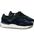 Santoni - Navy Suede Leather Sneakers SHOES Santoni