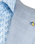 Belvest - Light Blue Check 'Natural Soft' Wool, Silk & Linen Jacket JACKETS Belvest
