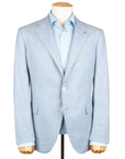 Belvest - Light Blue Check 'Natural Soft' Wool, Silk & Linen Jacket JACKETS Belvest