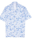 Robert Old - Blue Floral Print 100% Linen Resort Shirt S/S SHIRTS Robert Old