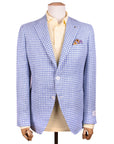 Belvest - Blue Houndstooth 100% Linen Jacket JACKETS Belvest