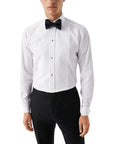 Eton - White Plissé Black Tie Slim Fit Tuxedo Shirt L/S SHIRTS Eton