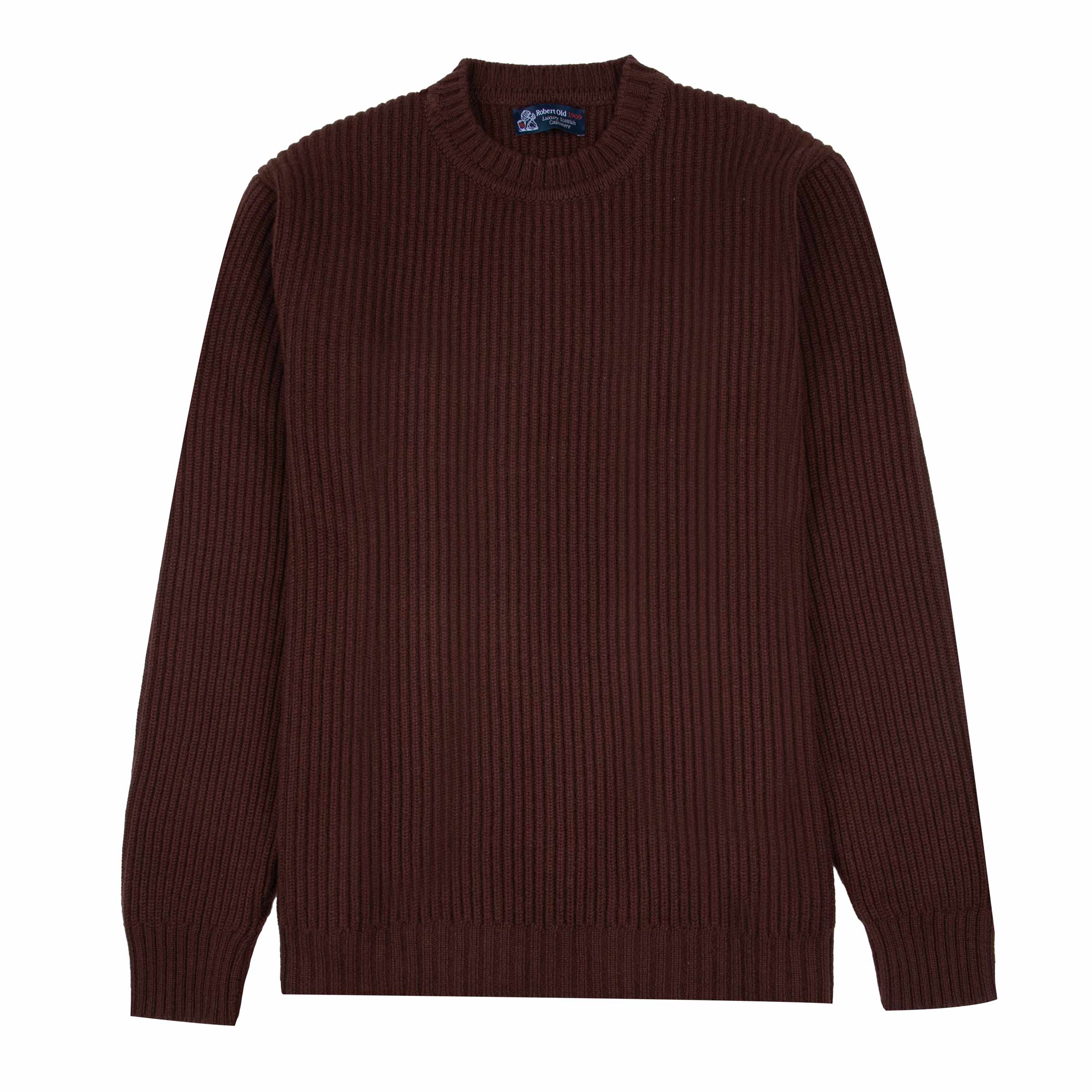 Robert Old - Bison Brown Altnaharra 8ply Crew Neck Cashmere Sweater CASHMERE Robert Old