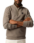 Belstaff - Dusty Taupe Organic Cotton Quarter Zip Sweater SWEATS Belstaff