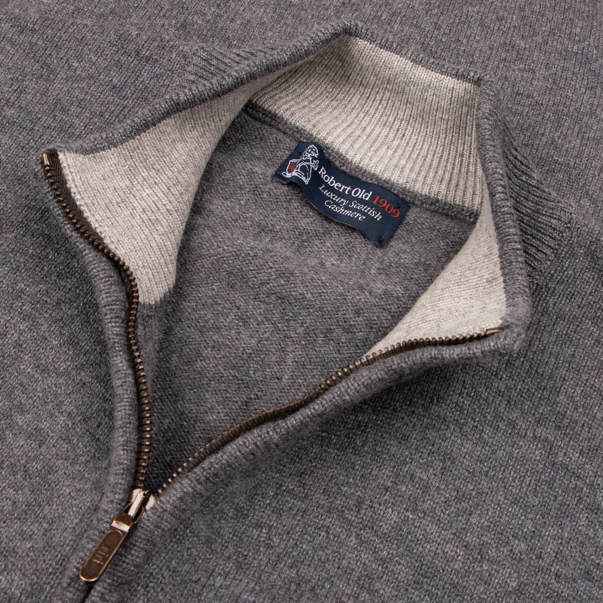 Robert Old - The Barra 4ply Full Zip Cashmere Cardigan - Smog Grey / Brume CASHMERE Robert Old