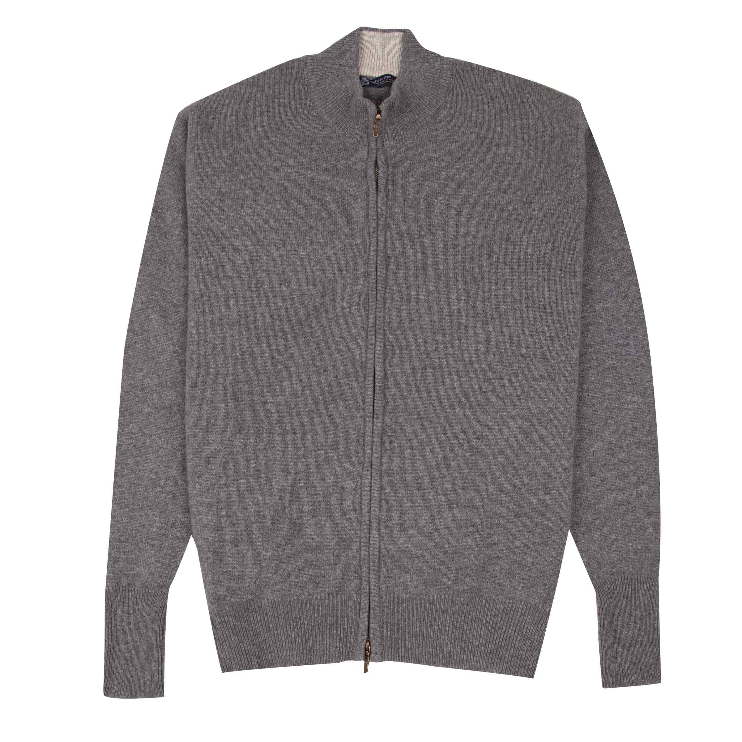 The Barra 4ply Full Zip Cashmere Cardigan Smog Grey Brume