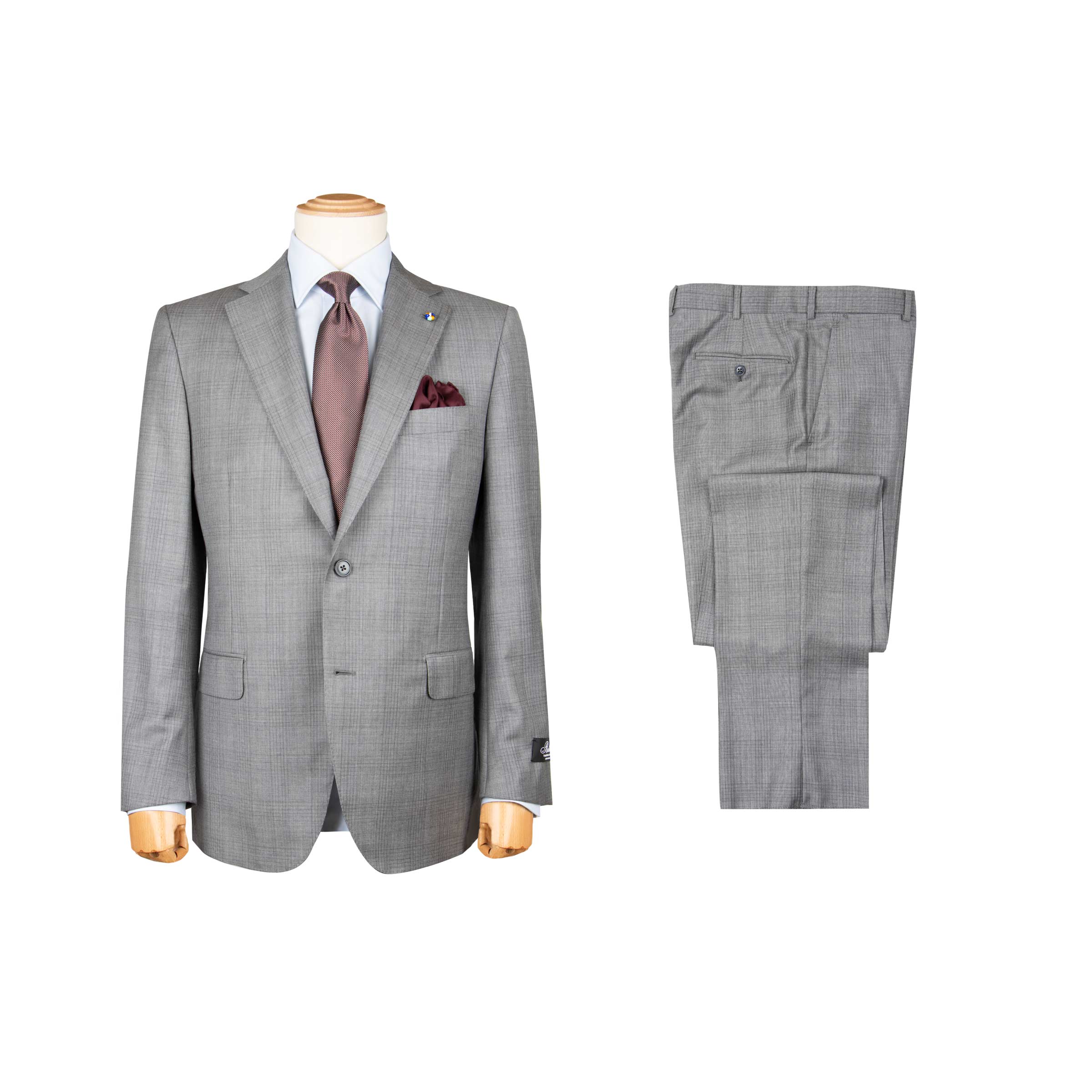 Belvest - Grey Check 'CEO' Handcrafted Pure Wool Suit SUITS Belvest