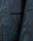 Robert Old - Blue & Black Paisley Wool & Silk Jacquard Tuxedo Jacket JACKETS Robert Old