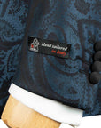 Robert Old - Blue & Black Paisley Wool & Silk Jacquard Tuxedo Jacket JACKETS Robert Old