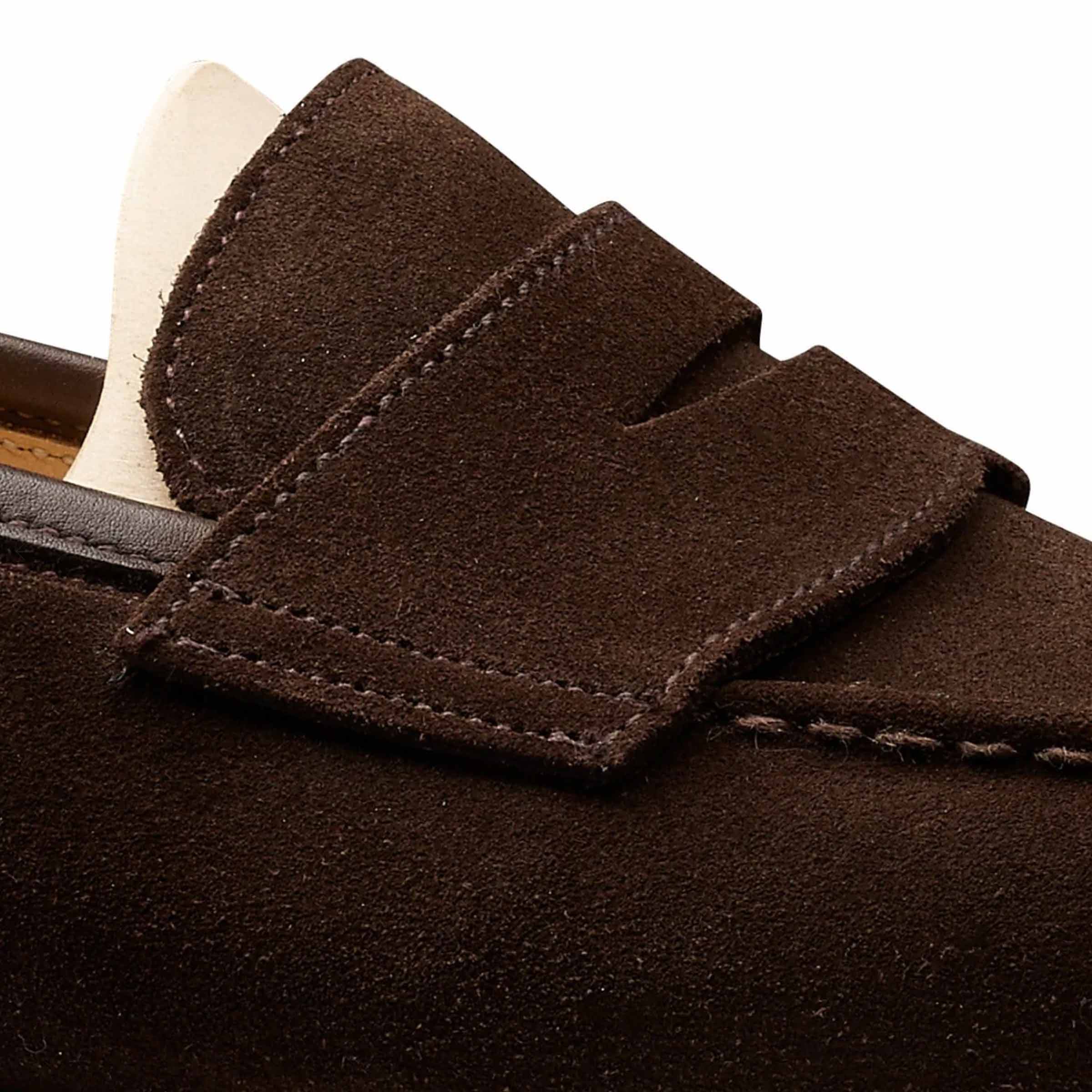 Crockett & Jones - Dark Brown Boston Suede Penny Loafer SHOES Crockett & Jones