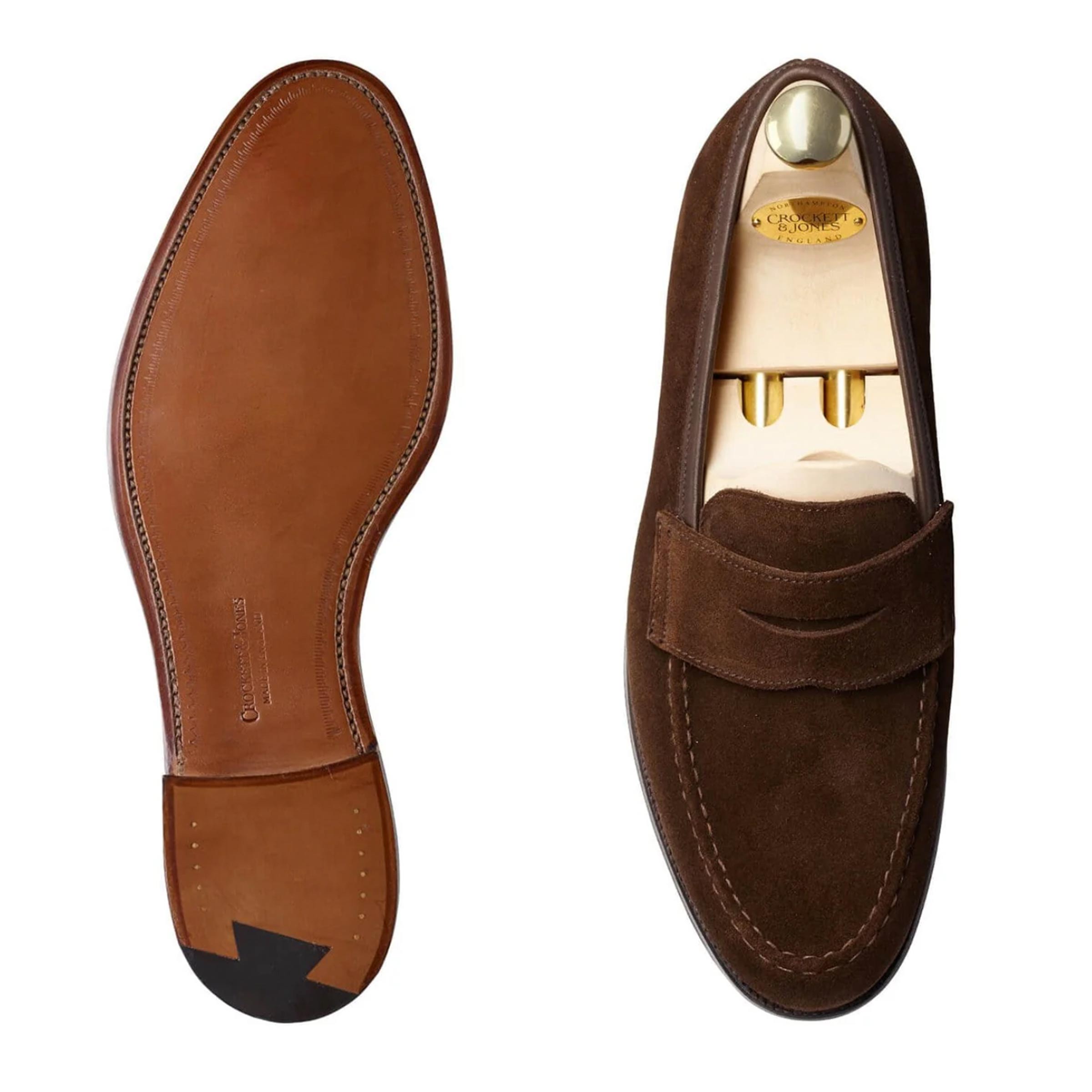 Crockett & Jones - Dark Brown Boston Suede Penny Loafer SHOES Crockett & Jones